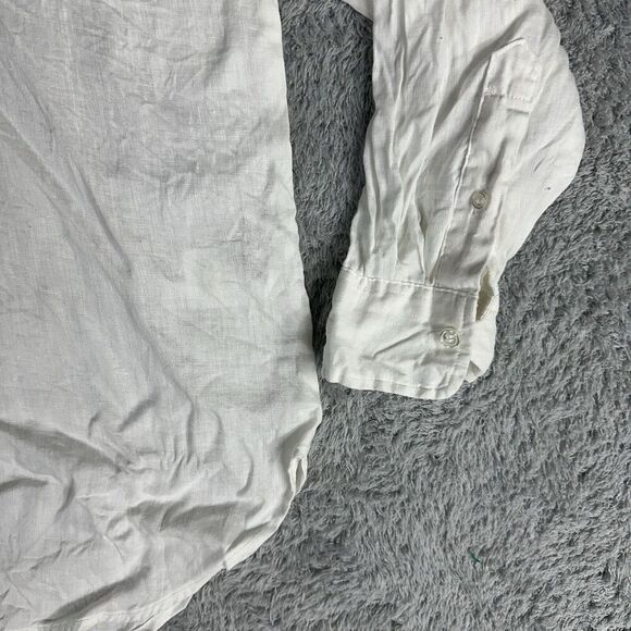 H&M women's Long Sleeve Linen Button Up Shirt S Cream Boho Bohemian Laganlook - Picture 6 of 16